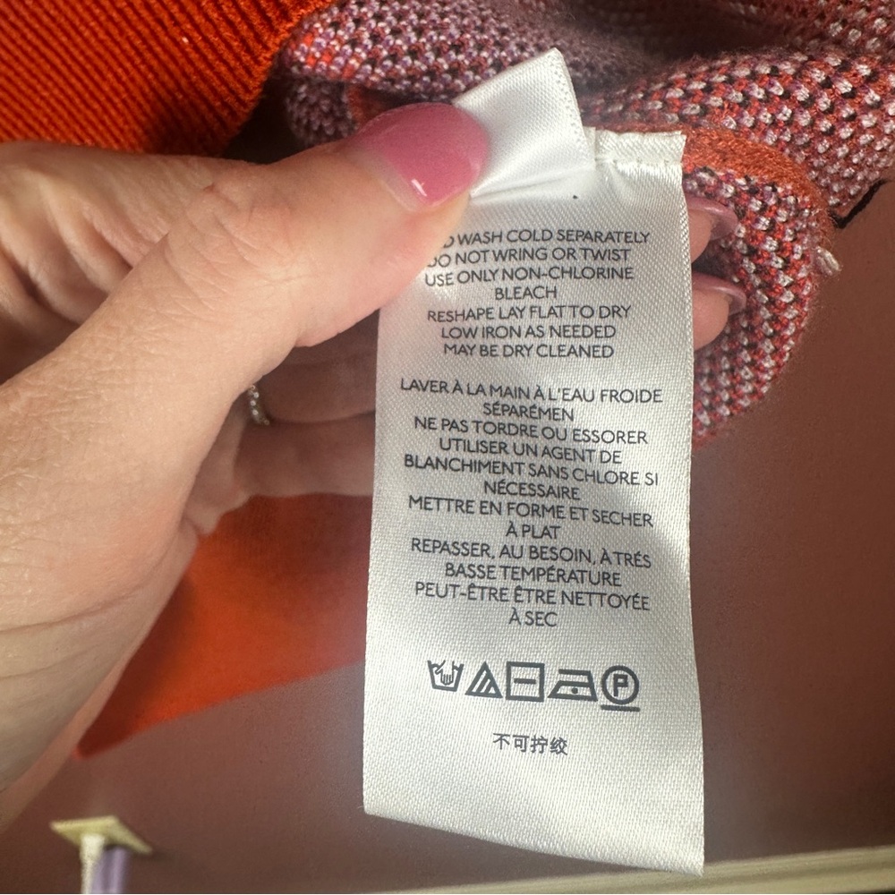 Maeve Boat Neck Orange and White Knit Sweater Size XS - Picture 9 of 11